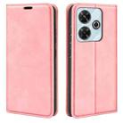 For Xiaomi Redmi Note 13R Retro-skin Magnetic Suction Leather Phone Case(Pink) - 1