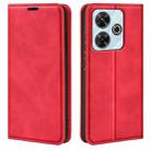 For Xiaomi Redmi Note 13R Retro-skin Magnetic Suction Leather Phone Case(Red) - 1