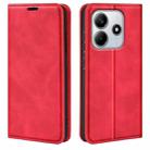 For Redmi Note 14 4G 164.84mm Retro-skin Magnetic Suction Leather Phone Case(Red) - 1