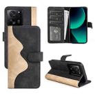For Xiaomi 13T Stitching Horizontal Flip Leather Phone Case(Black) - 1