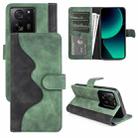 For Xiaomi 13T Stitching Horizontal Flip Leather Phone Case(Green) - 1