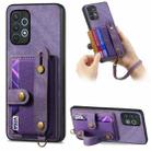 For Samsung Galaxy A32 4G Retro Cross Wristband Wallet Leather Back Phone Case(Purple) - 1