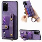 For Samsung Galaxy S20+ Retro Cross Wristband Wallet Leather Back Phone Case(Purple) - 1