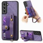 For Samsung Galaxy S21+ 5G Retro Cross Wristband Wallet Leather Back Phone Case(Purple) - 1