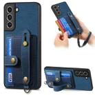 For Samsung Galaxy S21+ 5G Retro Cross Wristband Wallet Leather Back Phone Case(Blue) - 1