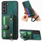 For Samsung Galaxy S21+ 5G Retro Cross Wristband Wallet Leather Back Phone Case(Green) - 1