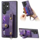 For Samsung Galaxy S22 Ultra 5G Retro Cross Wristband Wallet Leather Back Phone Case(Purple) - 1