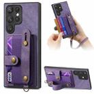 For Samsung Galaxy S23 Ultra 5G Retro Cross Wristband Wallet Leather Back Phone Case(Purple) - 1