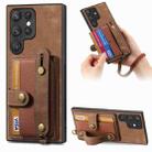 For Samsung Galaxy S23 Ultra 5G Retro Cross Wristband Wallet Leather Back Phone Case(Brown) - 1