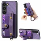 For Samsung Galaxy S23 5G Retro Cross Wristband Wallet Leather Back Phone Case(Purple) - 1