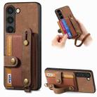 For Samsung Galaxy S23 5G Retro Cross Wristband Wallet Leather Back Phone Case(Brown) - 1