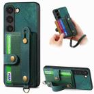 For Samsung Galaxy S23 5G Retro Cross Wristband Wallet Leather Back Phone Case(Green) - 1