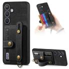For Samsung Galaxy S24 5G Retro Cross Wristband Wallet Leather Back Phone Case(Black) - 1