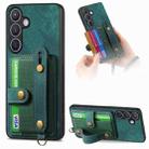 For Samsung Galaxy S24 5G Retro Cross Wristband Wallet Leather Back Phone Case(Green) - 1