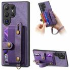 For Samsung Galaxy S24 Ultra 5G Retro Cross Wristband Wallet Leather Back Phone Case(Purple) - 1