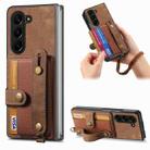 For Samsung Galaxy Z Fold6 5G Retro Cross Wristband Wallet Leather Back Phone Case(Brown) - 1