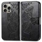 For iPhone 16 Pro Butterfly Love Flower Embossed Leather Phone Case(Black) - 2