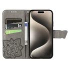 For iPhone 16 Pro Butterfly Love Flower Embossed Leather Phone Case(Gray) - 3