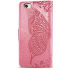 For iPhone 16e Butterfly Love Flower Embossed Leather Phone Case(Pink) - 3