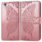 For iPhone 16e Butterfly Love Flower Embossed Leather Phone Case(Rose Gold) - 1