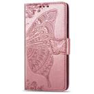 For iPhone 16e Butterfly Love Flower Embossed Leather Phone Case(Rose Gold) - 2