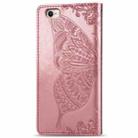 For iPhone 16e Butterfly Love Flower Embossed Leather Phone Case(Rose Gold) - 3