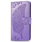 For iPhone 16e Butterfly Love Flower Embossed Leather Phone Case(Lavender) - 2