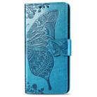 For iPhone 16e Butterfly Love Flower Embossed Leather Phone Case(Blue) - 2