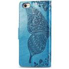 For iPhone 16e Butterfly Love Flower Embossed Leather Phone Case(Blue) - 3