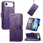 For iPhone Air Butterfly Love Flower Embossed Leather Phone Case(Purple) - 1