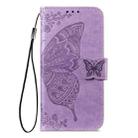 For iPhone 17 Pro Butterfly Love Flower Embossed Leather Phone Case(Lavender) - 2