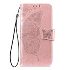 For IPhone 17 Pro Max Butterfly Love Flower Embossed Leather Phone Case(Rose Gold) - 2