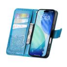 For IPhone 17 Pro Max Butterfly Love Flower Embossed Leather Phone Case(Blue) - 3