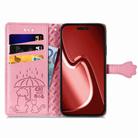 For iPhone 16 Plus Cat and Dog Embossed Leather Phone Case(Pink) - 3