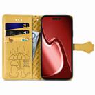 For iPhone 16 Plus Cat and Dog Embossed Leather Phone Case(Yellow) - 3