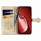 For iPhone 16 Plus Cat and Dog Embossed Leather Phone Case(Gold) - 3