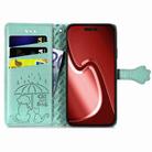 For iPhone 16 Plus Cat and Dog Embossed Leather Phone Case(Green) - 3