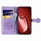 For iPhone 16 Plus Cat and Dog Embossed Leather Phone Case(Purple) - 3