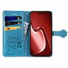 For iPhone 16 Pro Cat and Dog Embossed Leather Phone Case(Blue) - 3