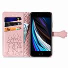 For iPhone 16e Cat and Dog Embossed Leather Phone Case(Rose Gold) - 2