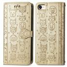 For iPhone 16e Cat and Dog Embossed Leather Phone Case(Gold) - 1