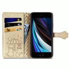 For iPhone 16e Cat and Dog Embossed Leather Phone Case(Gold) - 2