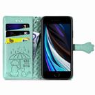For iPhone 16e Cat and Dog Embossed Leather Phone Case(Green) - 2