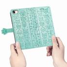 For iPhone 16e Cat and Dog Embossed Leather Phone Case(Green) - 3