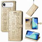 For iPhone Air Cat and Dog Embossed Leather Phone Case(Gold) - 1