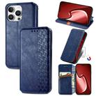 For iPhone 16 Pro Max Cubic Grid Pressed Magnetic Leather Phone Case(Blue) - 1