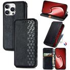 For iPhone 16 Pro Max Cubic Grid Pressed Magnetic Leather Phone Case(Black) - 1