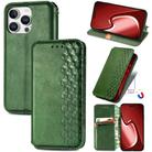 For iPhone 16 Pro Max Cubic Grid Pressed Magnetic Leather Phone Case(Green) - 1