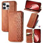 For iPhone 16 Pro Max Cubic Grid Pressed Magnetic Leather Phone Case(Brown) - 1