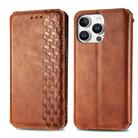 For iPhone 16 Pro Max Cubic Grid Pressed Magnetic Leather Phone Case(Brown) - 2